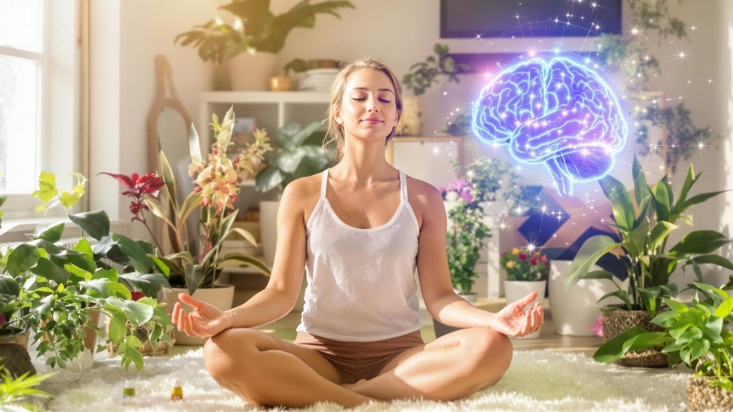Confused young person surrounded by symbols of reproductive health and mental health issues