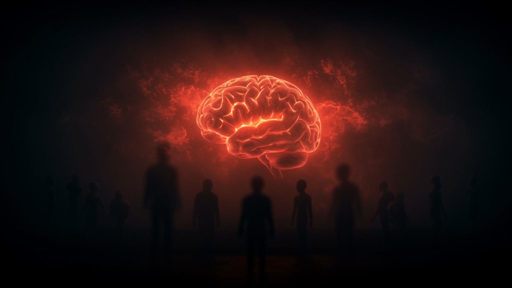 Fantasy druids holding glowing green brains in an enchanted forest