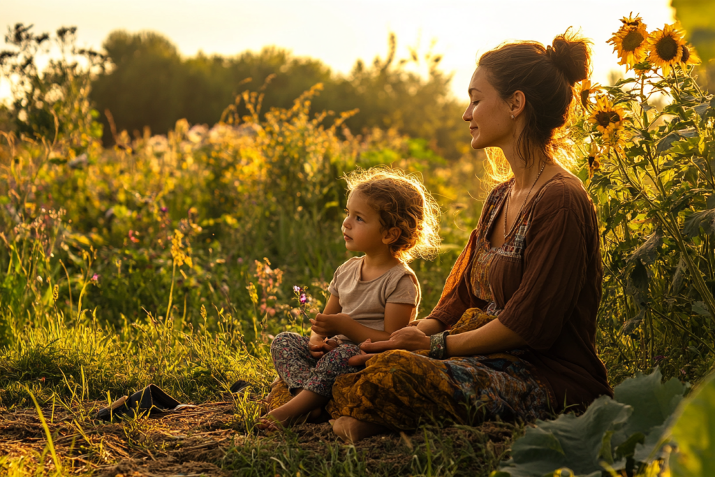 Parent warmly greeting child at breakfast with a smile and soft lighting