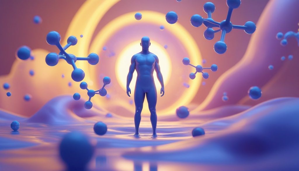 Scientific diagram showing amino acid molecular structures and their metabolic pathways for weight loss.