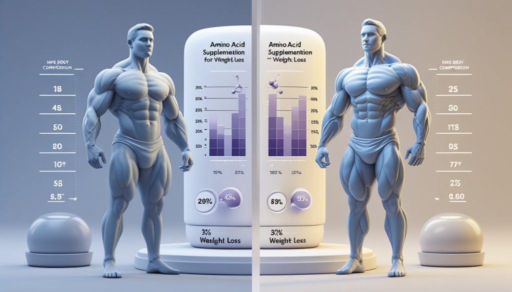 Visual comparison showing body composition improvements from amino acids supplementation for weight loss.