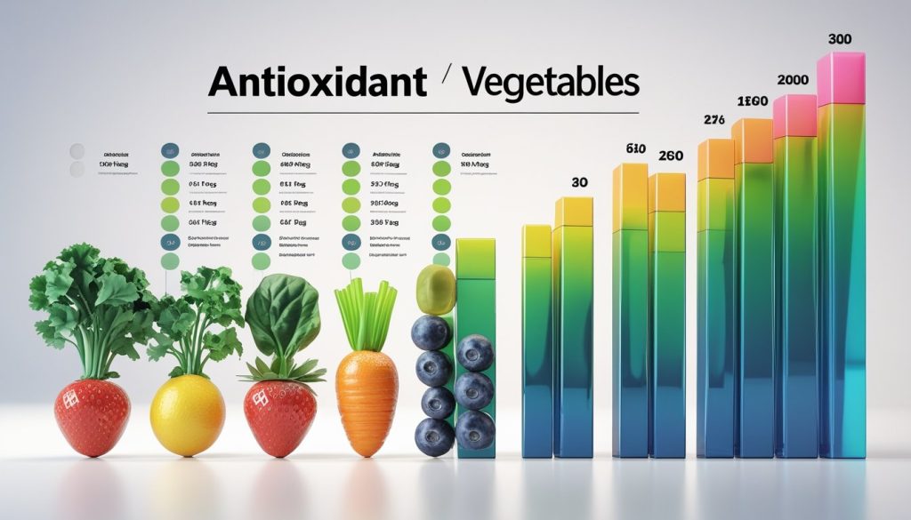 Comparison chart showing antioxidant levels in various fruits and vegetables