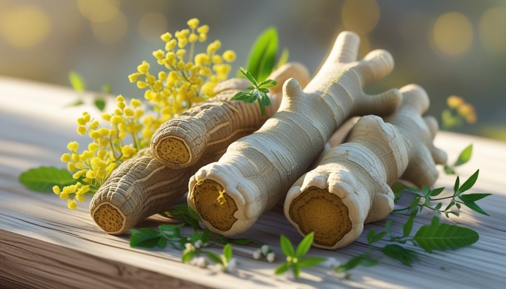 Herbal harmony energy blend with rhodiola and ginseng roots.