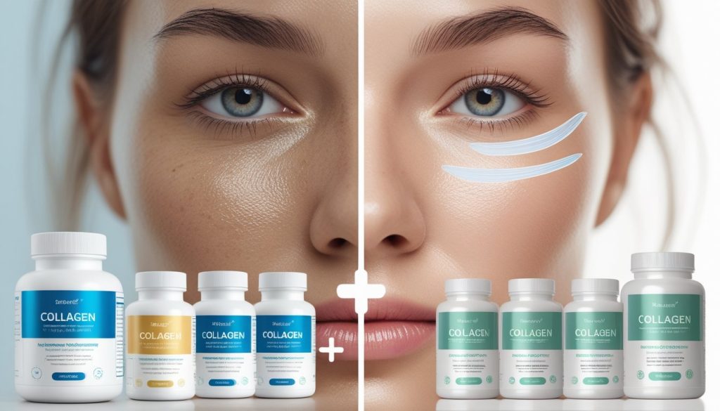 Best collagen supplements for skin showing before and after skin improvement results.