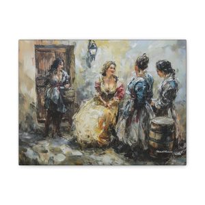 Charming Canvas Wall Art, Vintage Women Scene, Home Decor, Artistic Print, Living Room Accent, Gift for Art Lovers