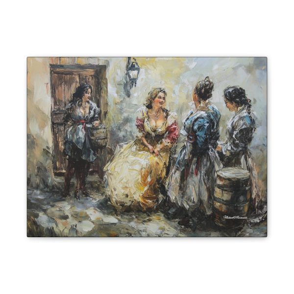 Charming Canvas Wall Art, Vintage Women Scene, Home Decor, Artistic Print, Living Room Accent, Gift for Art Lovers