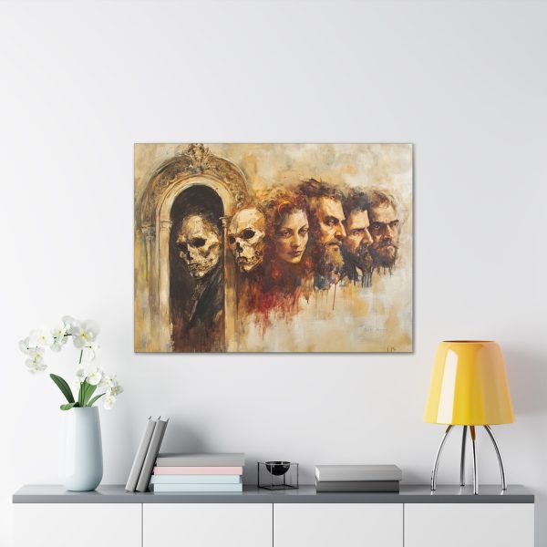 Gothic Wall Art Canvas Print, Mysterious Skull and Faces Decor, Halloween Home Decor, Dark Aesthetic Artwork, Unique Gift Idea - Image 7