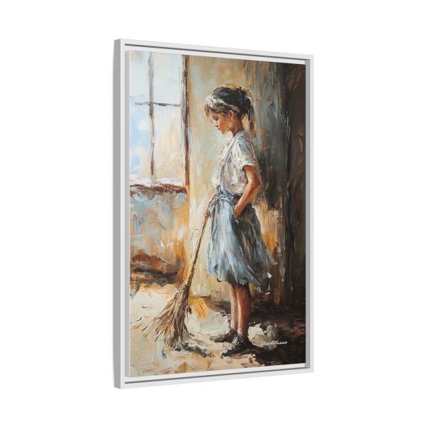 Charming Framed Canvas Art, Wall Decor, Home Decor, Girl with Broom, Rustic Aesthetic, Gift for Art Lovers, Living Room Decor - Image 18