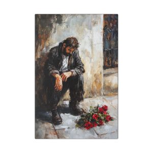 Emotional Art Canvas Print, Modern Wall Decor, Housewarming Gift, Sadness & Reflection Artwork, Living Room Wall Art, Anniversary Gift