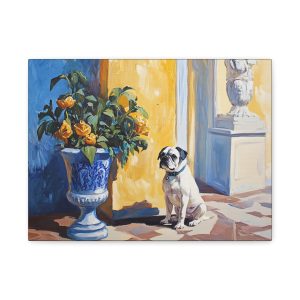 Charming Dog Art Canvas Print, Floral Dog Wall Decor, Pet Lovers Gift, Home Decor, Dog Art, Animal Portrait Wall Art