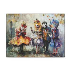 Canvas Wall Art, Whimsical Masquerade Art, Colorful Home Decor, Unique Gift Idea, Carnival Celebration Art