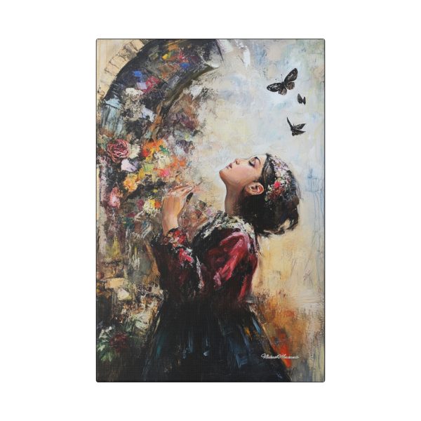 Whimsical Butterfly Canvas Art, Flower Wall Decor, Home Aesthetic, Gift for Art Lovers, Bohemian Style, Nature Inspired Decor