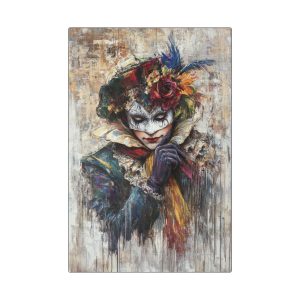Canvas Wall Art, Dramatic Portrait, Home Decor, Gift for Art Lovers, Masquerade Theme, Unique Artwork, Colorful Decoration