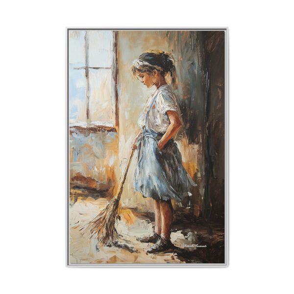 Charming Framed Canvas Art, Wall Decor, Home Decor, Girl with Broom, Rustic Aesthetic, Gift for Art Lovers, Living Room Decor - Image 69