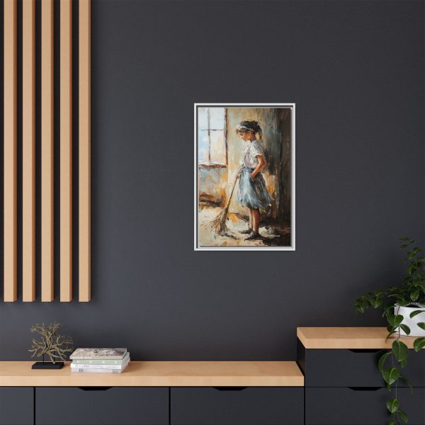 Charming Framed Canvas Art, Wall Decor, Home Decor, Girl with Broom, Rustic Aesthetic, Gift for Art Lovers, Living Room Decor - Image 20