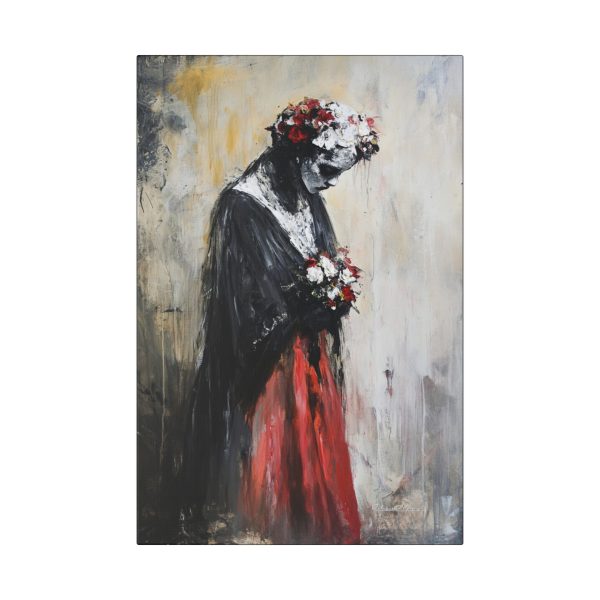 Classic Stretched Canvas Art Print - Haunting Floral Portrait, Wall Decor for Home, Unique Gift for Art Lovers, Boho Style Decoration - Image 5