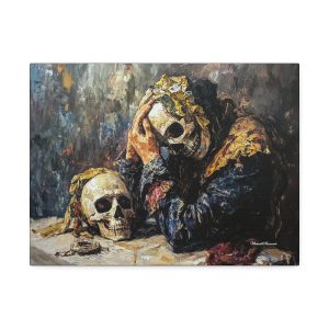 Skull Art Canvas Print, Memento Mori Wall Décor, Thought-Provoking Home Art, Gothic Themed Living Room Accent, Unique Gift Idea