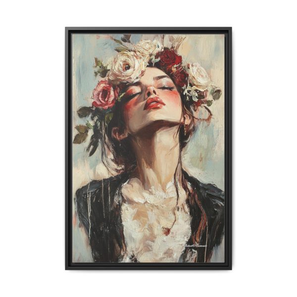 Floral Portrait Canvas Art Print, Boho Wall Décor, Feminine Home Accent, Gift for Her, Flower Lover's Art