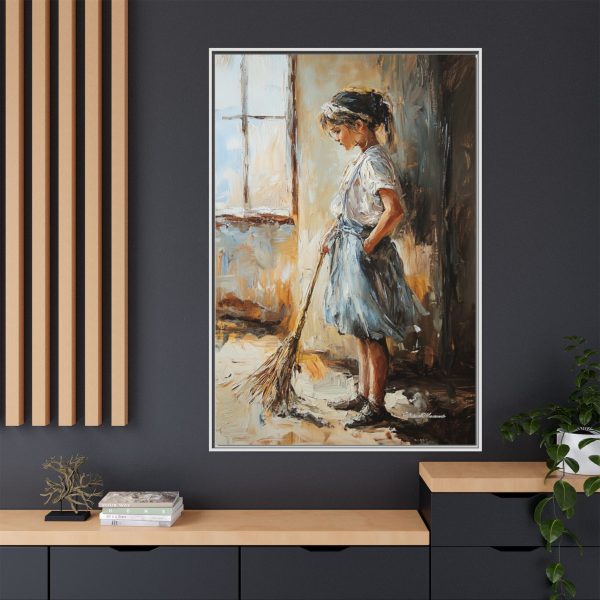 Charming Framed Canvas Art, Wall Decor, Home Decor, Girl with Broom, Rustic Aesthetic, Gift for Art Lovers, Living Room Decor - Image 72