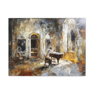 Elegant Canvas Wall Art, Abstract Piano Painting, Contemporary Home Decor, Music Lover Gift, Living Room Accent