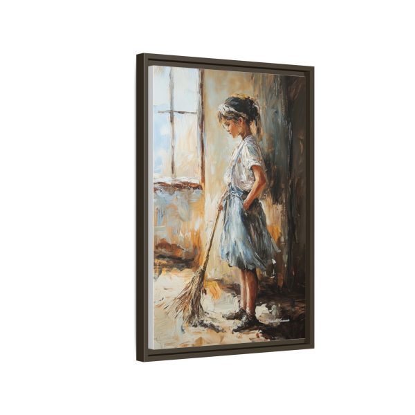 Charming Framed Canvas Art, Wall Decor, Home Decor, Girl with Broom, Rustic Aesthetic, Gift for Art Lovers, Living Room Decor - Image 54