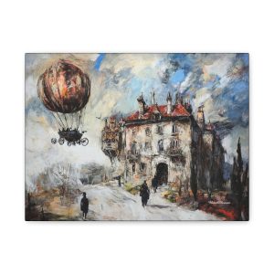 Steampunk Canvas Wall Art, Vintage Hot Air Balloon Painting, Unique Home Decor, Perfect Gift for Art Lovers