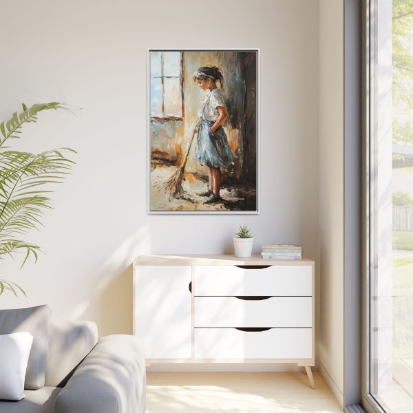 Charming Framed Canvas Art, Wall Decor, Home Decor, Girl with Broom, Rustic Aesthetic, Gift for Art Lovers, Living Room Decor - Image 35