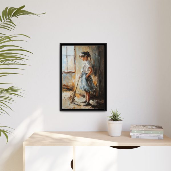 Charming Framed Canvas Art, Wall Decor, Home Decor, Girl with Broom, Rustic Aesthetic, Gift for Art Lovers, Living Room Decor - Image 51
