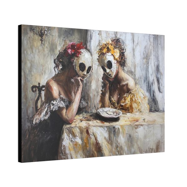 Canvas Stretched Wall Art, Surreal Masked Women Painting, Home Decor, Art for Living Room, Unique Gift, Wall Decoration - Image 6