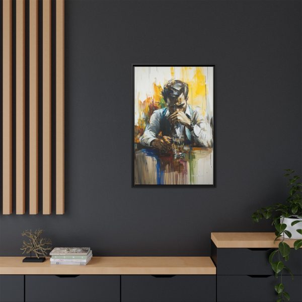 Framed Wall Art - Contemplative Man with Drink, Modern Home Decor, Stylish Gift, Thoughtful Art Piece, Artistic Decor for Living Room - Image 8