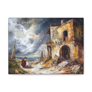 Rustic Canvas Wall Art, Vintage Landscape, Home Decor, Gift for Art Lovers, Coastal Vibes, Dramatic Scene