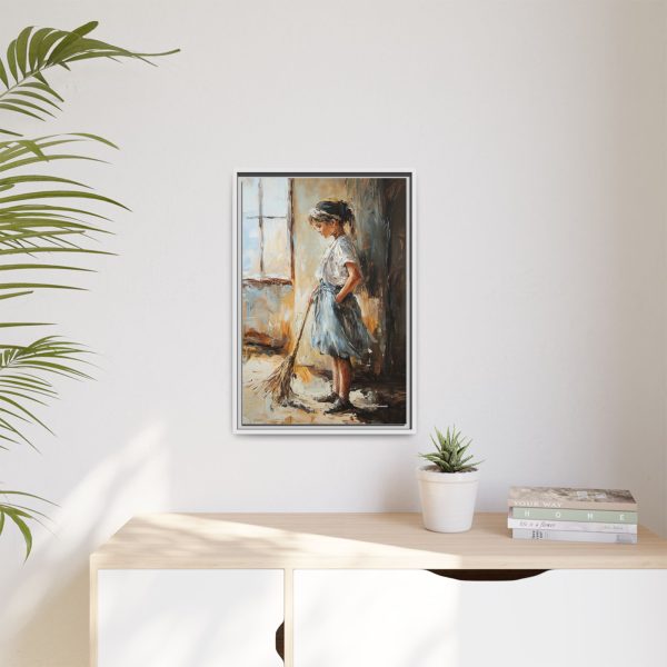 Charming Framed Canvas Art, Wall Decor, Home Decor, Girl with Broom, Rustic Aesthetic, Gift for Art Lovers, Living Room Decor - Image 59