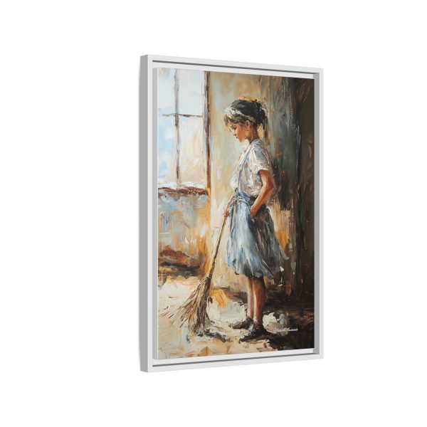 Charming Framed Canvas Art, Wall Decor, Home Decor, Girl with Broom, Rustic Aesthetic, Gift for Art Lovers, Living Room Decor - Image 58