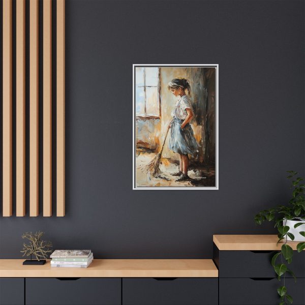 Charming Framed Canvas Art, Wall Decor, Home Decor, Girl with Broom, Rustic Aesthetic, Gift for Art Lovers, Living Room Decor - Image 28