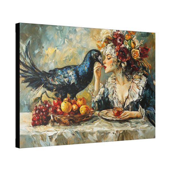 Artistic Stretched Canvas Wall Art, Vintage Painting, Home Decor, Unique Gift, Bird and Woman Art, Aesthetic Interior - Image 6