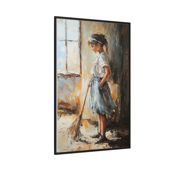 Charming Framed Canvas Art, Wall Decor, Home Decor, Girl with Broom, Rustic Aesthetic, Gift for Art Lovers, Living Room Decor - Image 62