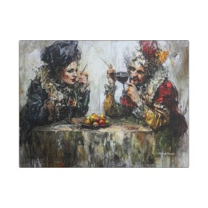 Elegant Stretched Canvas Art - Historical Couple Painting, Home Decor, Gift for Art Lovers, Vintage Style Wall Art, Unique Art Piece