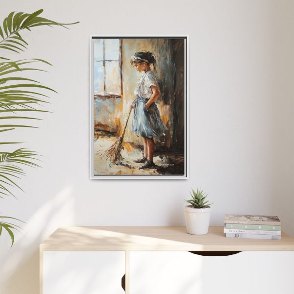 Charming Framed Canvas Art, Wall Decor, Home Decor, Girl with Broom, Rustic Aesthetic, Gift for Art Lovers, Living Room Decor - Image 19