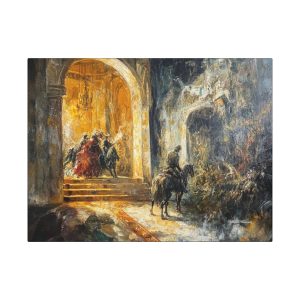 Canvas Art Wraps: Medieval Adventure Wall Decor, Horseback Painting, Living Room Art, Gift for History Buffs, Gallery Style Decor