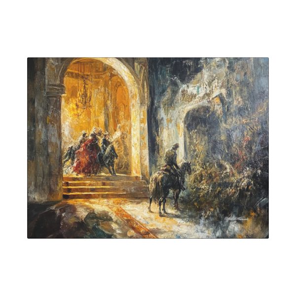 Canvas Art Wraps: Medieval Adventure Wall Decor, Horseback Painting, Living Room Art, Gift for History Buffs, Gallery Style Decor