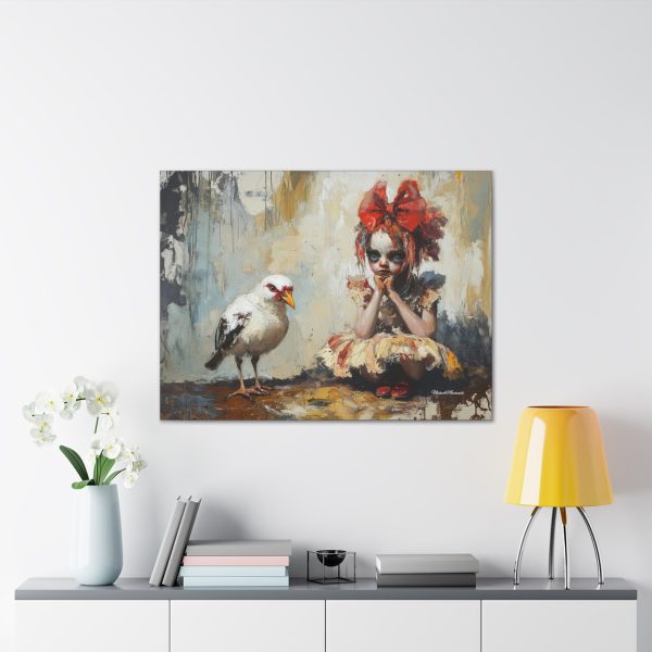 Whimsical Canvas Art Print, Playful Wall Decor, Unique Gift for Art Lovers, Gallery Style, Child and Bird Illustration - Image 3
