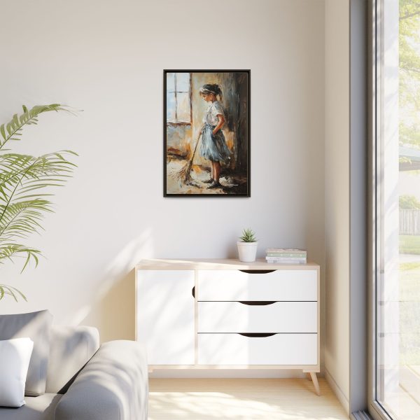 Charming Framed Canvas Art, Wall Decor, Home Decor, Girl with Broom, Rustic Aesthetic, Gift for Art Lovers, Living Room Decor - Image 23
