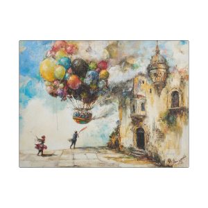 Satin Canvas Wall Art, Whimsical Balloon Adventure Print, Home Décor, Gift for Art Lovers, Nursery Room Decoration, Birthday Gift, [...]