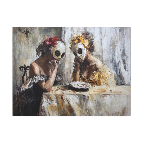 Canvas Stretched Wall Art, Surreal Masked Women Painting, Home Decor, Art for Living Room, Unique Gift, Wall Decoration - Image 5