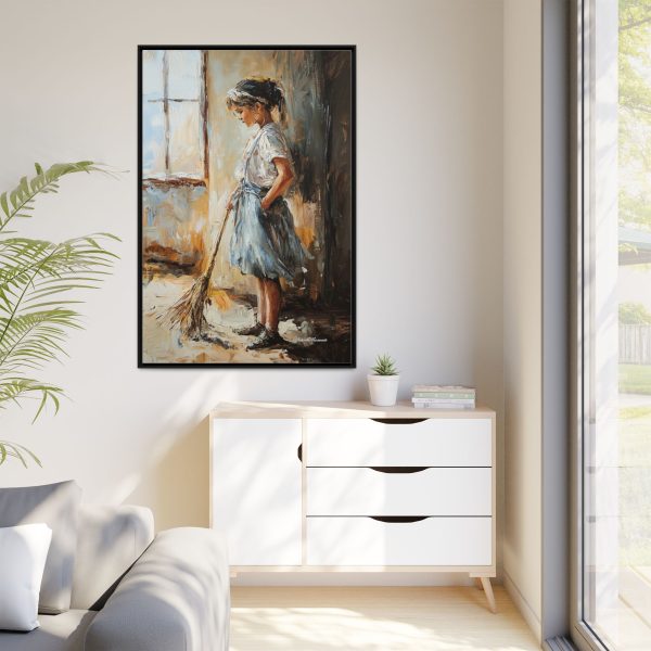 Charming Framed Canvas Art, Wall Decor, Home Decor, Girl with Broom, Rustic Aesthetic, Gift for Art Lovers, Living Room Decor - Image 63