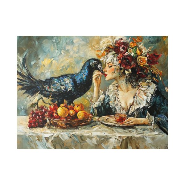 Artistic Stretched Canvas Wall Art, Vintage Painting, Home Decor, Unique Gift, Bird and Woman Art, Aesthetic Interior - Image 5