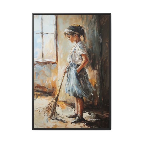 Charming Framed Canvas Art, Wall Decor, Home Decor, Girl with Broom, Rustic Aesthetic, Gift for Art Lovers, Living Room Decor - Image 61