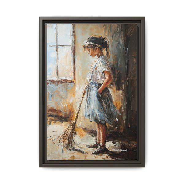 Charming Framed Canvas Art, Wall Decor, Home Decor, Girl with Broom, Rustic Aesthetic, Gift for Art Lovers, Living Room Decor - Image 41