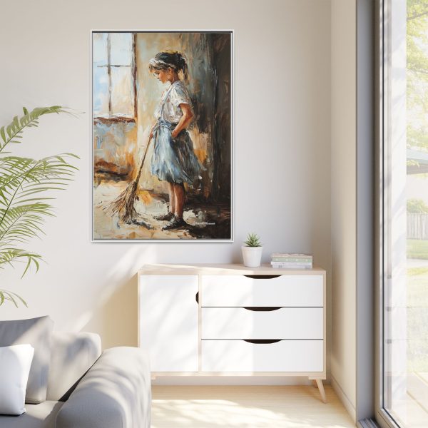 Charming Framed Canvas Art, Wall Decor, Home Decor, Girl with Broom, Rustic Aesthetic, Gift for Art Lovers, Living Room Decor - Image 71