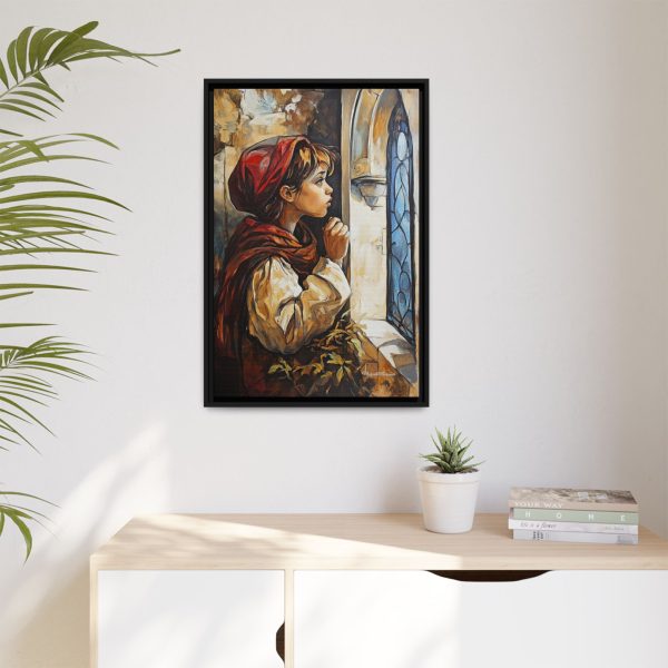 Framed Matte Canvas Art Print - Dreamy Girl in Red Hood, Wall Decor, Unique Gift, Home Aesthetics, Art for Living Room, Bedroom Decor - Image 3